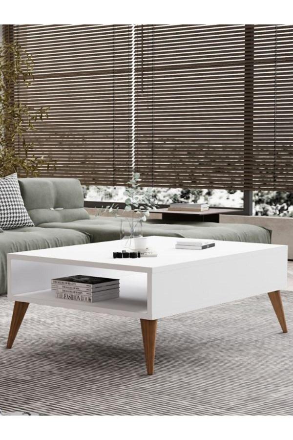Regi Mobilya Orta Sehpa Masa Salon Sehpası Lüx Model 90X50X33 Beyaz 90x50 cm - Image 1