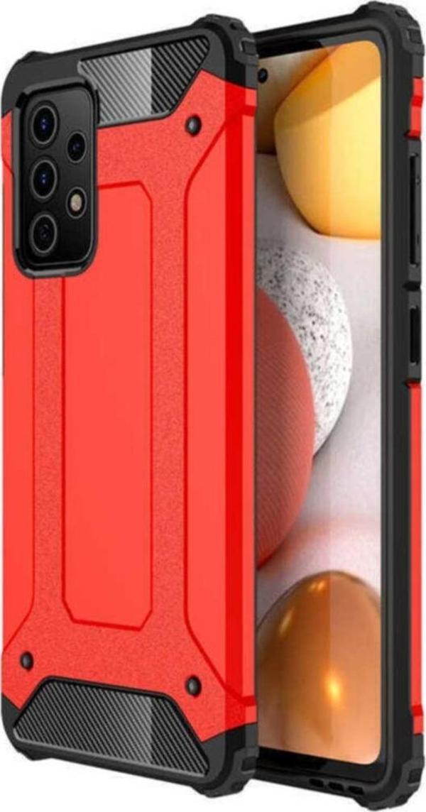 Coverzone Galaxy A52 Kılıf Shockproof Slikon Zırh Kırmızı - Image 1
