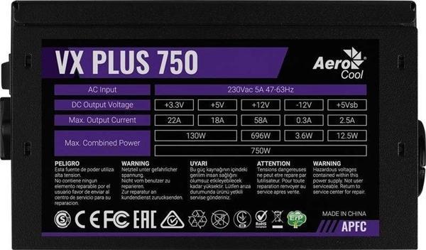 Aerocool Ae-vxp750 Vx Plus 750w 58a Atx Aktif Pfc Power Supply - Image 1