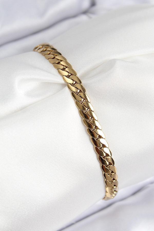 316L Çelik Ezme Zincir Model Gold Renk Kadın Bileklik - Image 1