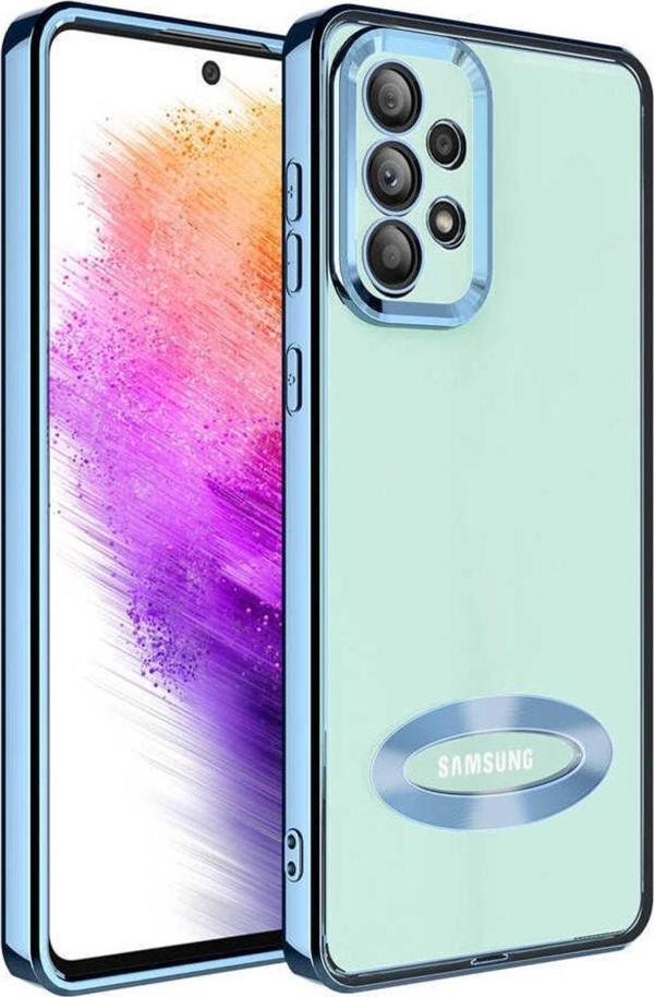 Coverzone Galaxy A73 Ile Uyumlu Kılıf Kamera Korumalı Logo Gösteren Colored Z-omega Sierra Mavi - Image 1