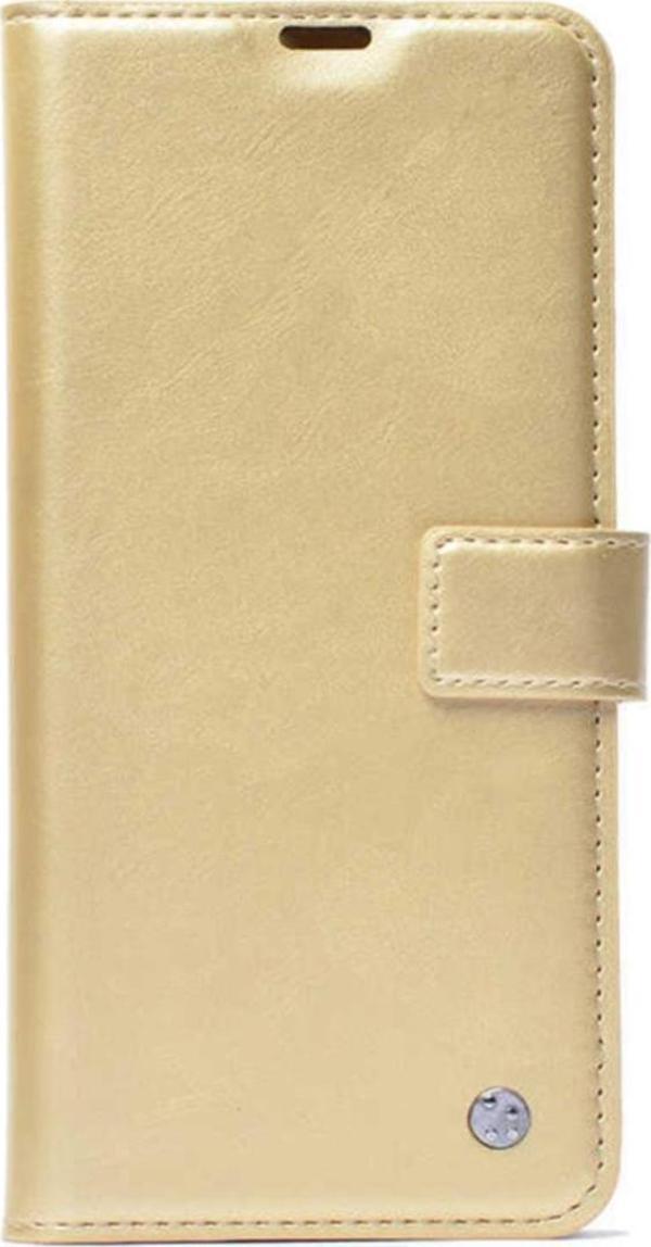 Coverzone Galaxy M22 Kılıf Deluxe Kapaklı Kılıf Gold - Image 1