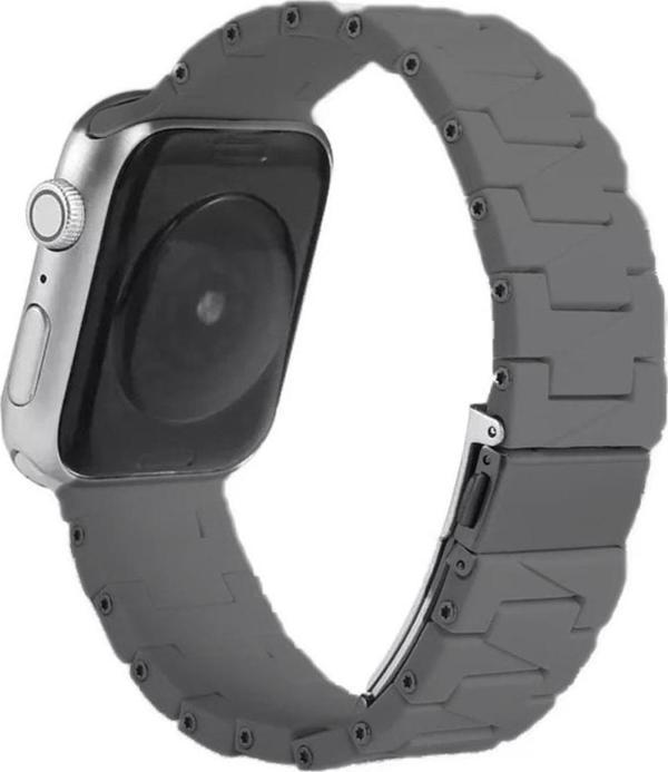 Coverzone Watch 6 Ile Uyumlu Metal Görünümlü Çapraz Silikon Kayış 42-44mm Dalliance Kordon Gri - Image 1