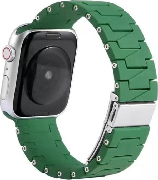 Coverzone Watch 6 Ile Uyumlu Metal Görünümlü Çapraz Silikon Kayış 42-44mm Dalliance Kordon Koyu Yeşil - Image 1