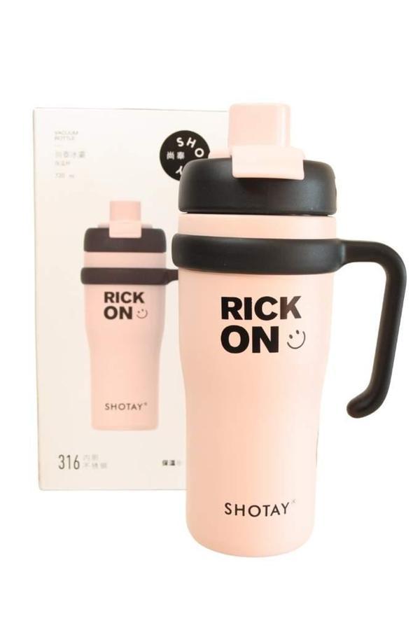 Shotay ST-8918 Çift Kullanım Pipetli/Rahat İçim Pembe 720ml Çelik Termos - Image 1