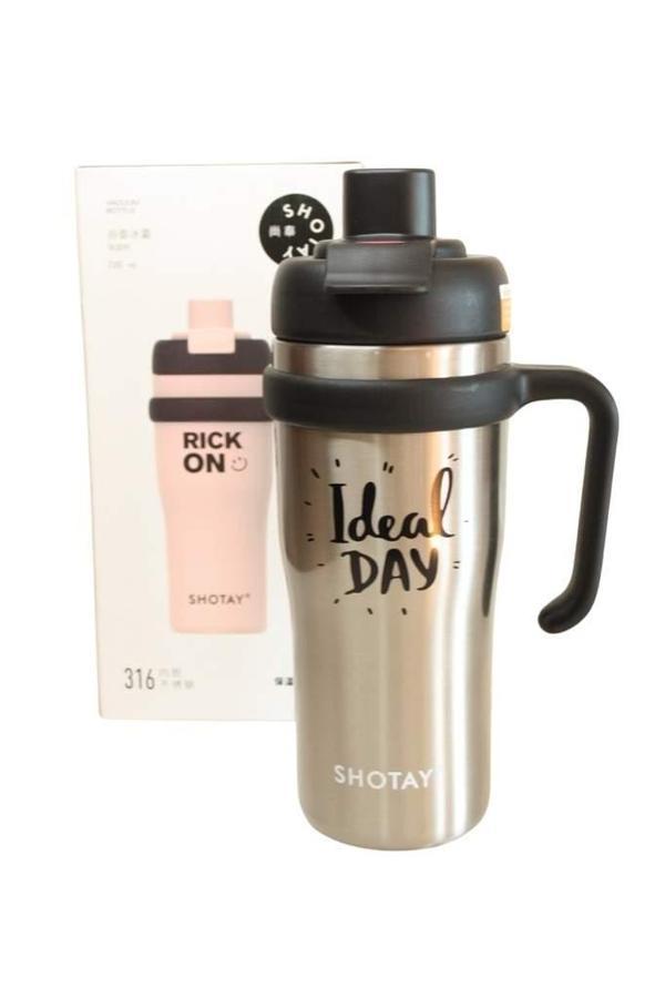 Shotay ST-8918 Çift Kullanım Pipetli/Rahat İçim Gri 720ml Çelik Termos - Image 1