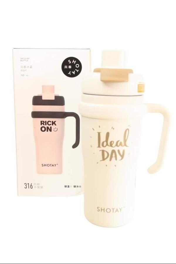 Shotay ST-8918 Çift Kullanım Pipetli/Rahat İçim Beyaz 720ml Çelik Termos - Image 1