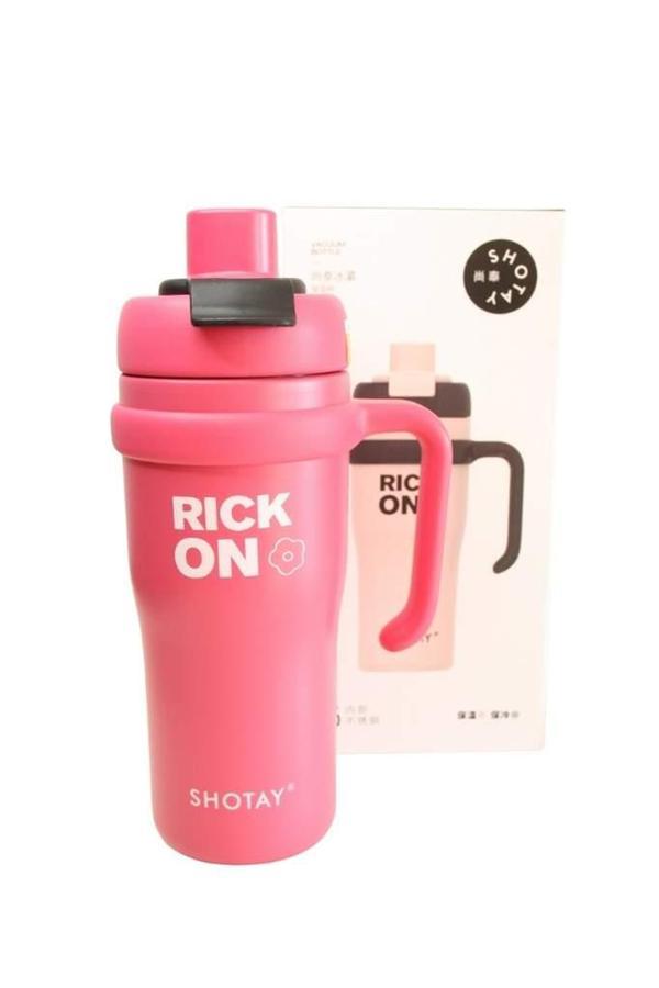 Shotay ST-8918 Çift Kullanım Pipetli/Rahat İçim Fuşya 720ml Çelik Termos - Image 1