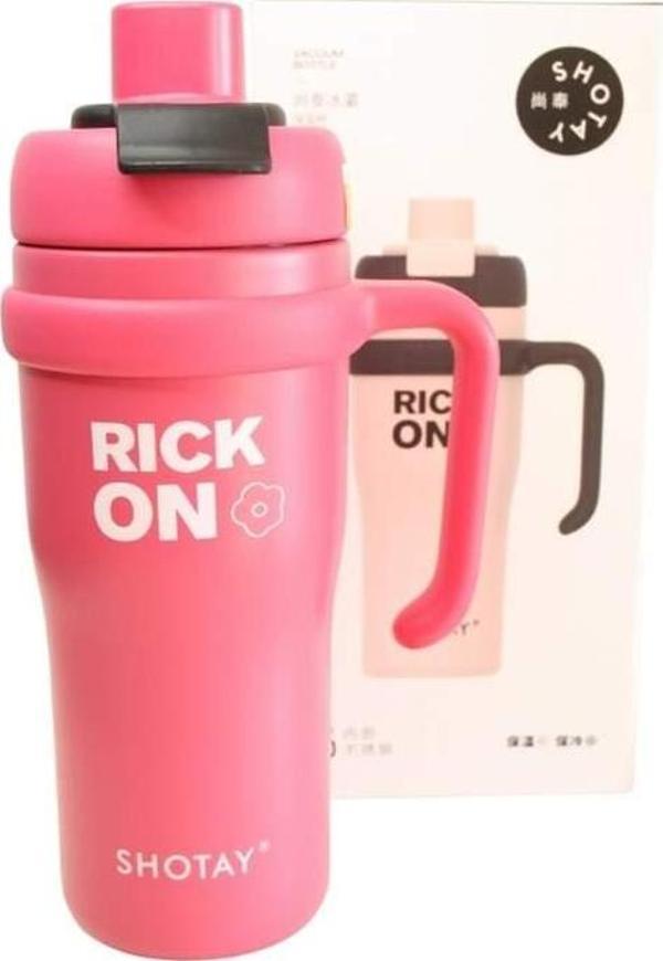 Shotay ST-8918 Çift Kullanım Pipetli/Rahat İçim Fuşya 720ml Çelik Termos - Image 1