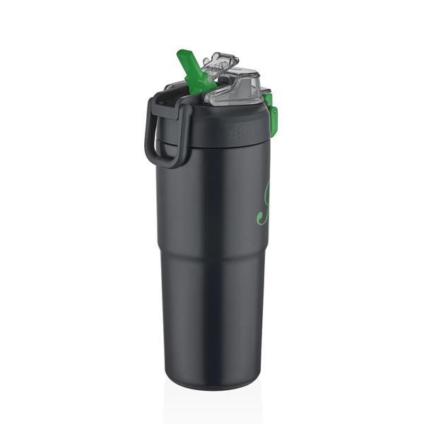 Shotay ST-8133 Çift Kullanım Pipetli/Rahat İçim Siyah 750ml Çelik Matara - Image 1