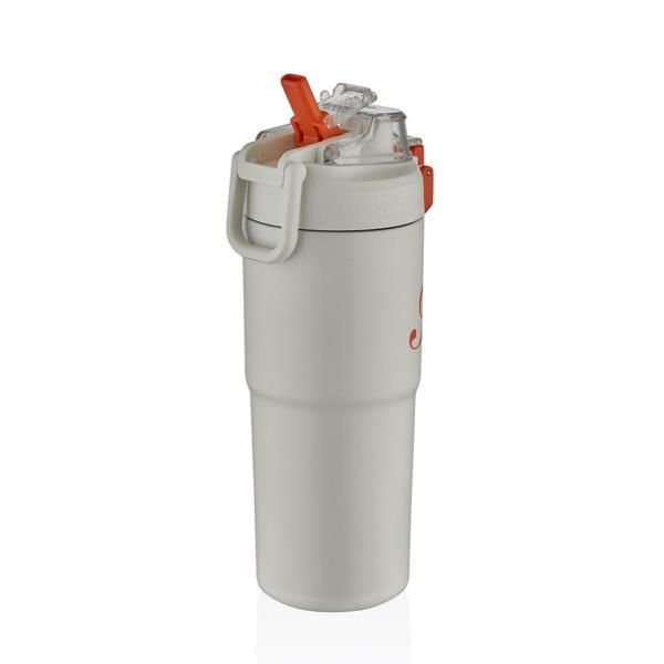 Shotay ST-8133 Çift Kullanım Pipetli/Rahat İçim Beyaz 750ml Çelik Matara - Image 1