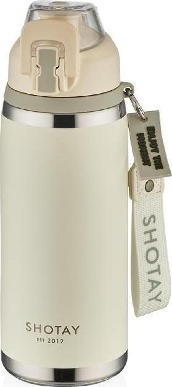 Shotay ST-8160 750ml Pipetli Beyaz Çelik Matara - Image 1