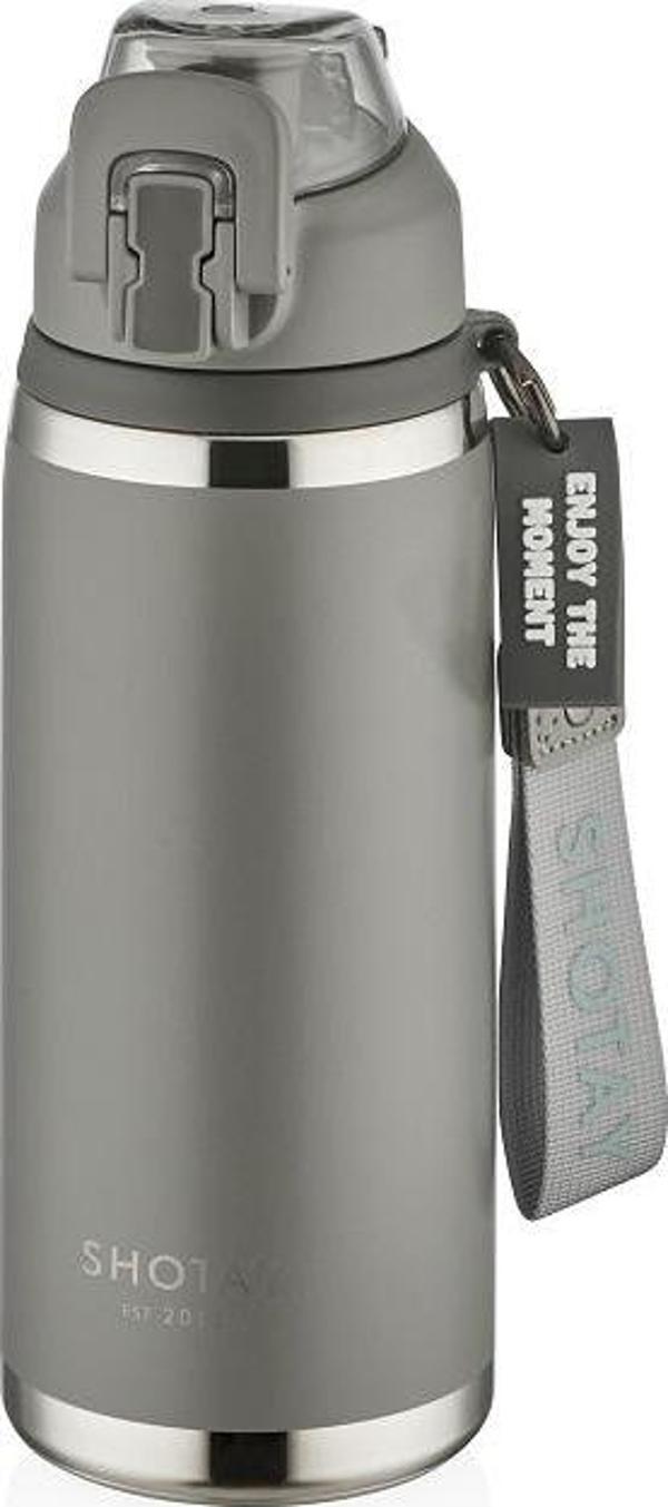 Shotay ST-8160 750ml Pipetli Gri Çelik Matara - Image 1