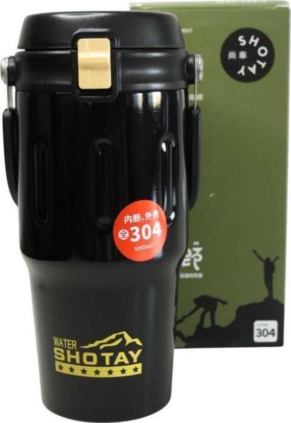 Shotay ST-8166 Çift Kullanım Pipetli/Rahat İçim Gri 650ml Çelik Termos - Image 1