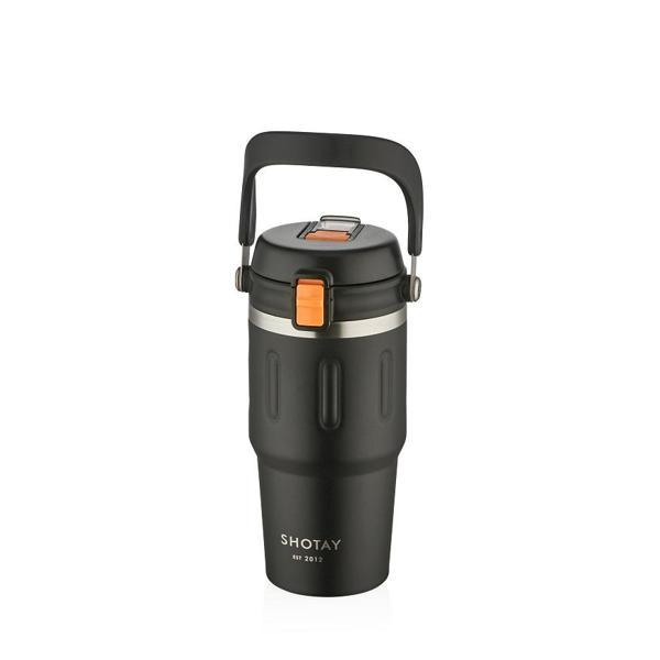Shotay ST-8166 Çift Kullanım Pipetli/Rahat İçim Siyah 650ml Çelik Termos - Image 1