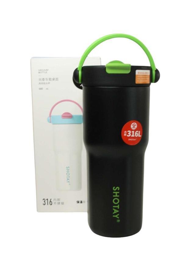 Shotay ST-8902 680ml Pipetli Siyah Çelik Matara - Image 1