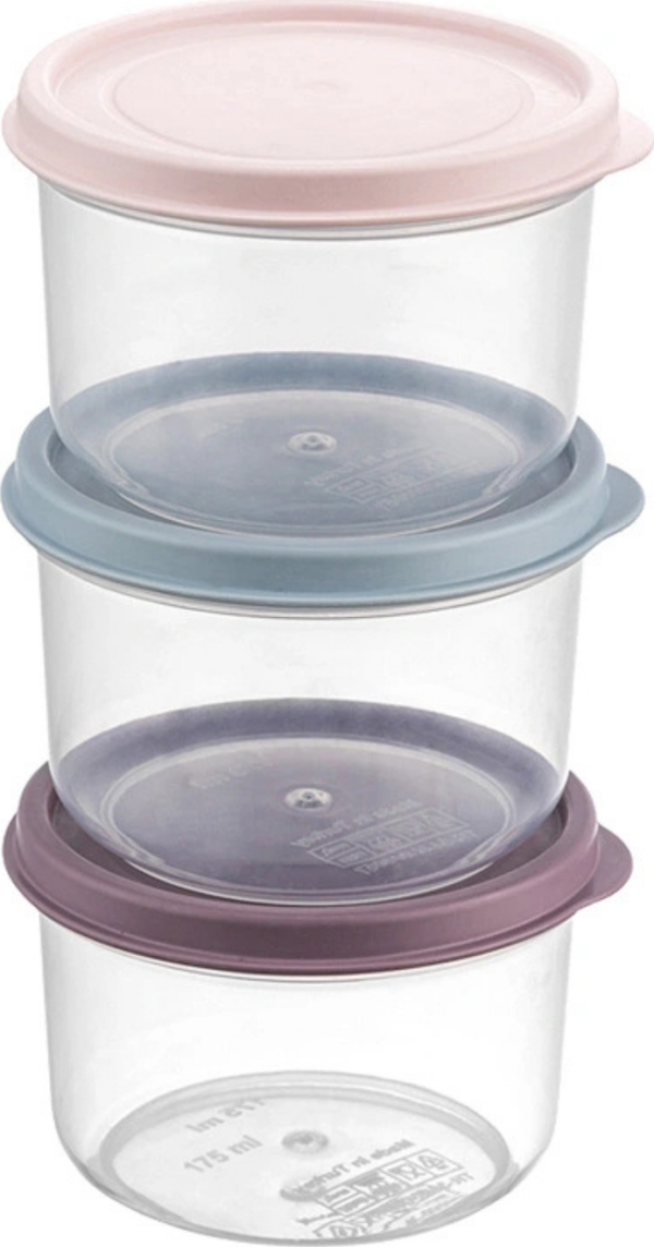 Çok Amaçlı 3'lü Mini Yuvarlak Saklama Kabı 175 ml - Image 1