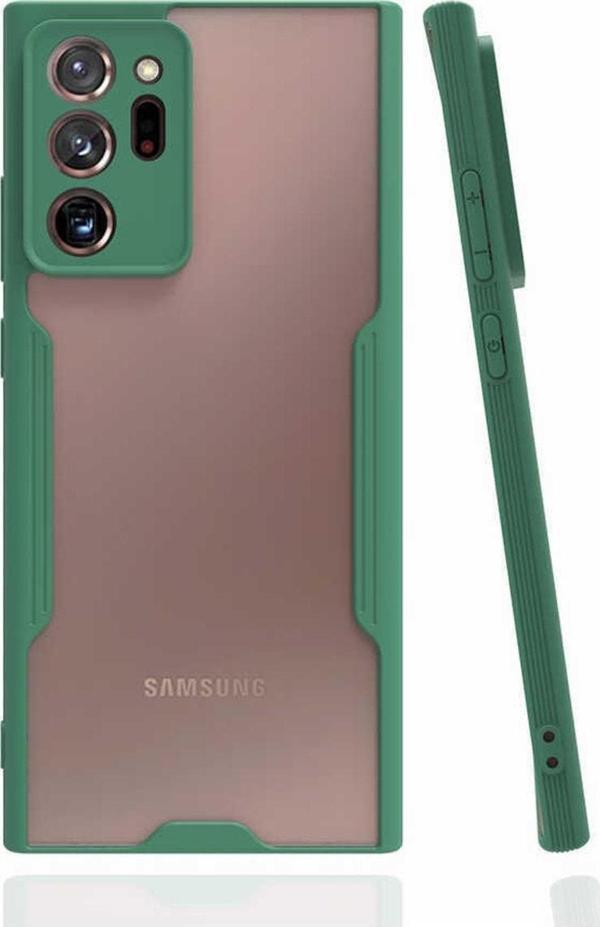 Coverzone Galaxy Note 20 Ultra Ile Uyumlu Kılıf Renkli Kenar Perfe Tpu Silikon Koyu Yeşil - Image 1