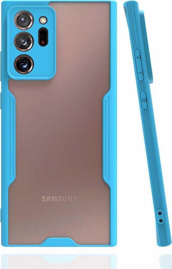 Coverzone Galaxy Note 20 Ultra Ile Uyumlu Kılıf Renkli Kenar Perfe Tpu Silikon Mavi - Image 1