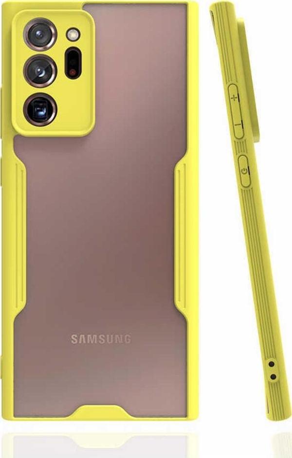Coverzone Galaxy Note 20 Ultra Ile Uyumlu Kılıf Renkli Kenar Perfe Tpu Silikon Sarı - Image 1