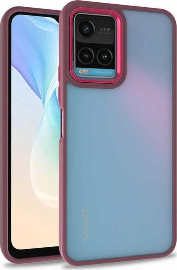 Coverzone Vivo Y33s Ile Uyumlu Kılıf Kontrast Renk Tasarımlı Cynosure Kapak Kırmızı - Image 1
