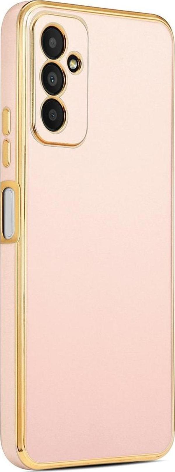 Coverzone Galaxy M23 Ile Uyumlu Kılıf Gold Kenar Pastel Renkli Halcyon Z-bark Kapak Rosegold - Image 1