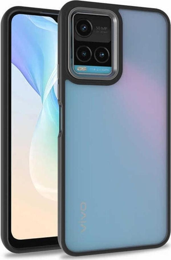 Coverzone Vivo Y33s Ile Uyumlu Kılıf Kontrast Renk Tasarımlı Cynosure Kapak Siyah - Image 1