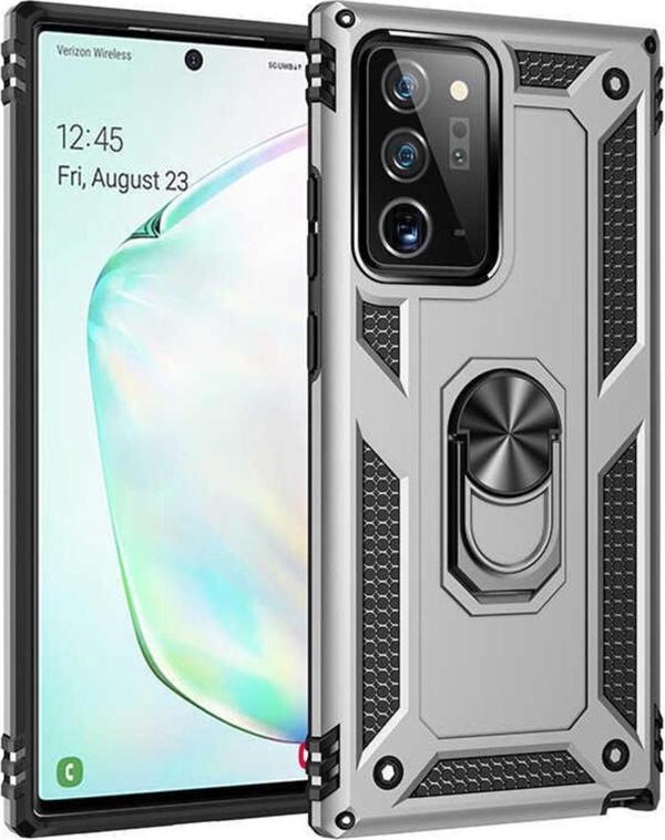 Coverzone Galaxy Note 20 Ultra Kılıf Ile Uyumlu Kılıf Shockprof Yüzük Tutuculu Vega Gri - Image 1