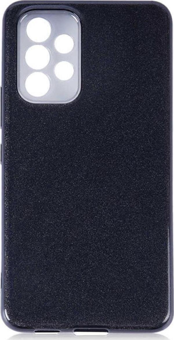Coverzone Galaxy A73 Ile Uyumlu Kılıf Simli Parlak Çift Katmanlı Shining Silikon Siyah - Image 1