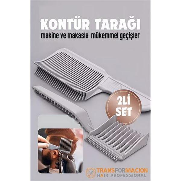 Kuaför Berber Kavisli Kontur Kesim Tarağı 2 li SET - Image 1