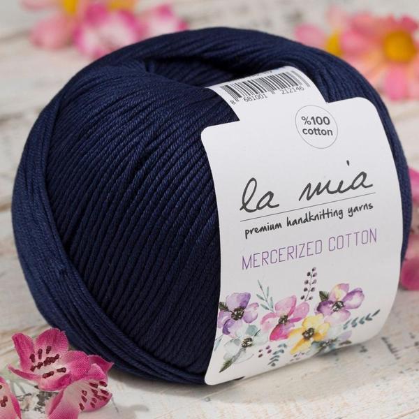 La Mia Mercerized Cotton Koyu Mavi El Örgü İpi - 117 - 33590 - Image 1