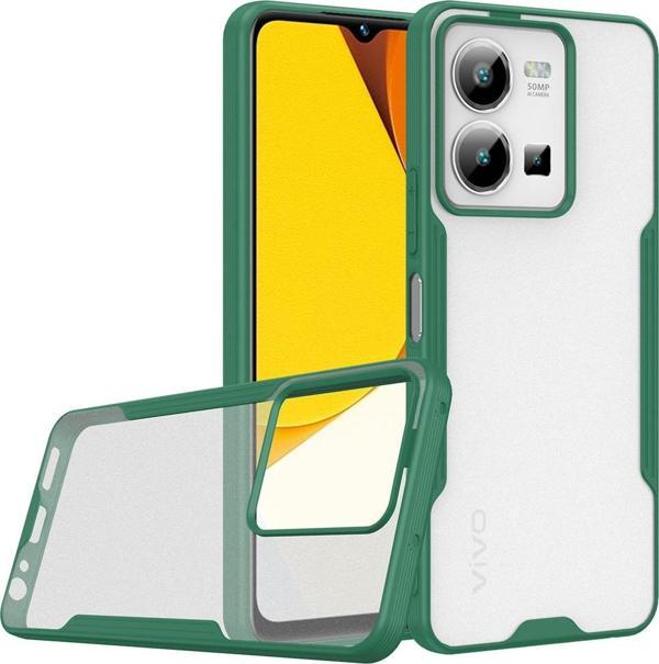 Coverzone Vivo Y35 Ile Uyumlu Kılıf Pastel Renkli Kenar Perfe Tpu Mat Yüzeyli Silikon Kılıf Koyu Yeşil - Image 1