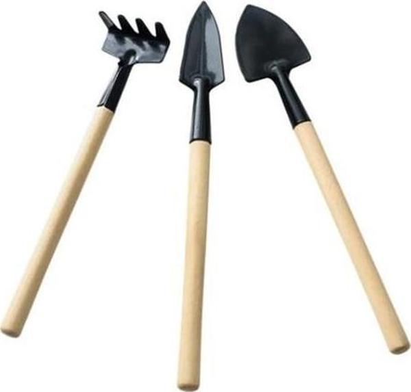 3 Parça Mini Bitki Hobi Seti - Bahçe Saksı Sukulent  Bakım Çapa-Tırmık-Kürek - Image 1