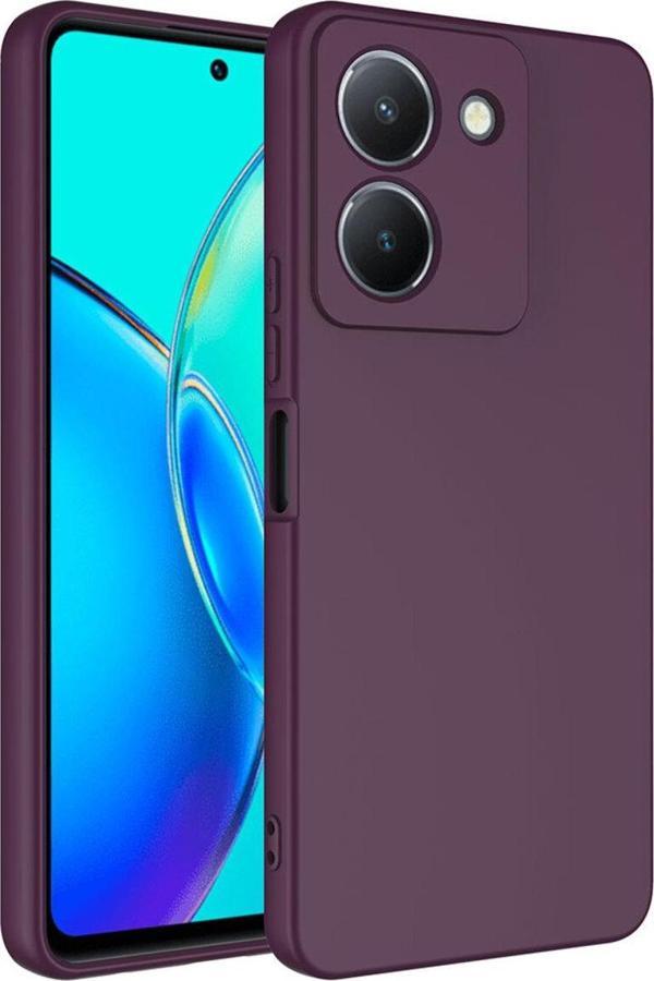 Coverzone Vivo Y36 4G ile Uyumlu Kılıf Kadife Iç Yüzey Silikon Z-Mara Lansman Vieri Kılıf Koyu Mor - Image 1