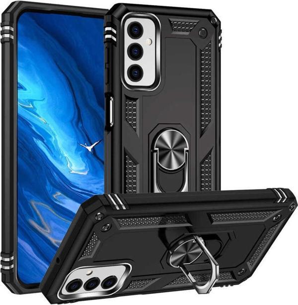 Coverzone Galaxy M23 Ile Uyumlu Kılıf Shockprof Yüzük Tutuculu Vega Siyah - Image 1