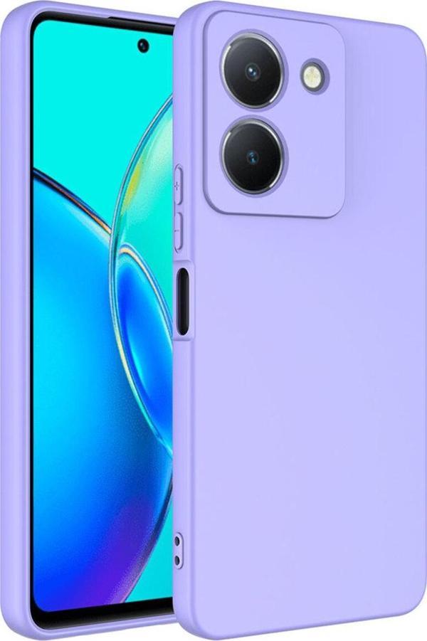 Coverzone Vivo Y36 4G ile Uyumlu Kılıf Kadife Iç Yüzey Silikon Z-Mara Lansman Vieri Kılıf Lila - Image 1