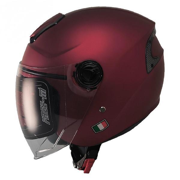  Motosiklet ve Bisiklet Kaskı Yarım Arka Reflektörlü Güneş Vizörlü Kask Mat Kırmızı  - Image 1