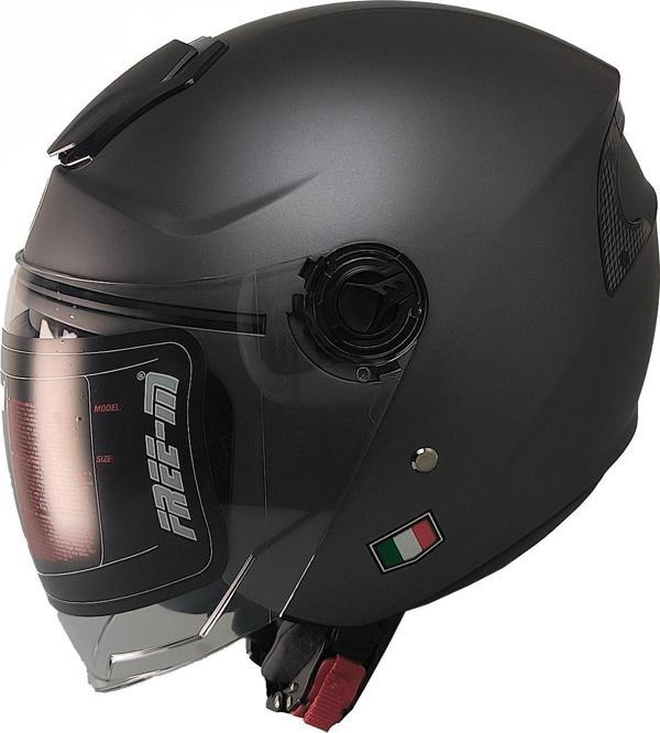  Motosiklet ve Bisiklet Kaskı Yarım Arka Reflektörlü Güneş Vizörlü Kask Mat Gri  - Image 1