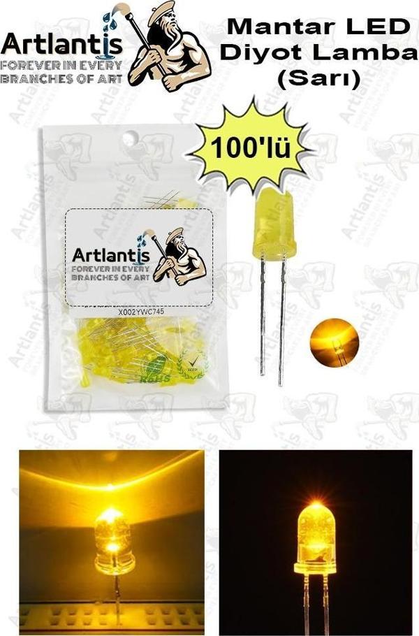 Sarı Mantar Led Diyot Lamba 100 lü 1 Paket Sarı 4.8 mm Mini Mantar Led Lamba Deney Bilim Proje Arduino Işığı - Image 1