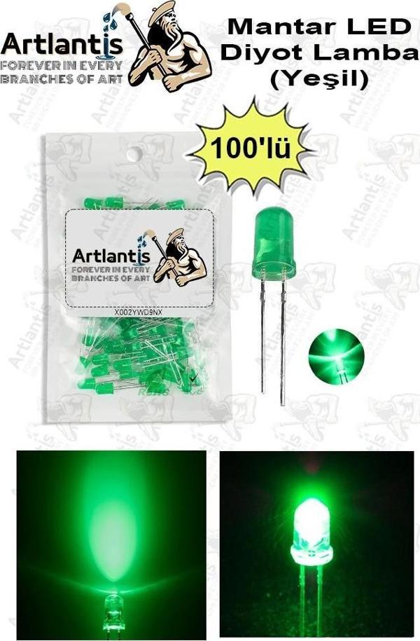 Yeşil Mantar Led Diyot Lamba 100 lü 1 Paket Yeşil 4.8 mm Mini Mantar Led Lamba Deney Bilim Proje Arduino Işığı - Image 1