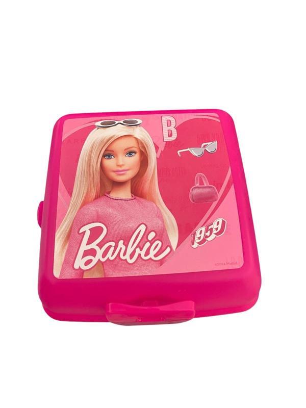 Barbie Beslenme Kutusu Pembe 4 Bölmeli Kız Figürlü 1 Adet Yemek Saklama Kabı Pembe Beslenme Çantası - Image 1