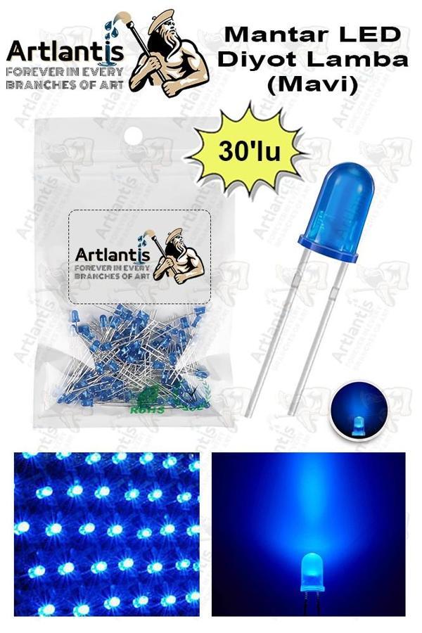 Mavi Mantar Led Diyot Lamba 30 lu 1 Paket Mavi 4.8 mm Mini Mantar Led Lamba Deney Bilim Proje Arduino Işığı - Image 1
