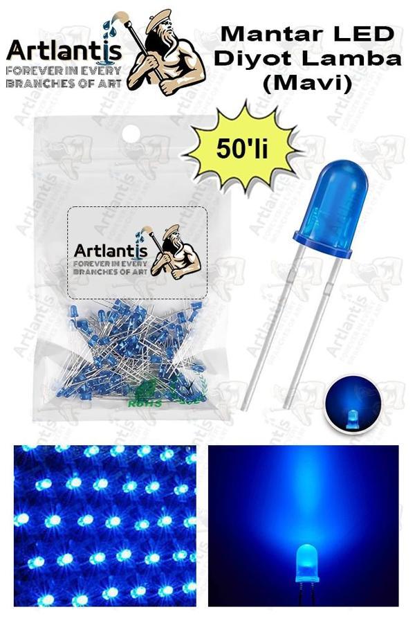 Mavi Mantar Led Diyot Lamba 50 li 1 Paket Mavi 4.8 mm Mini Mantar Led Lamba Deney Bilim Proje Arduino Işığı - Image 1