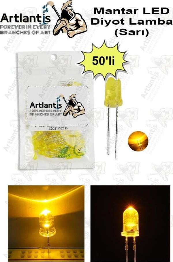 Sarı Mantar Led Diyot Lamba 50 li 1 Paket Sarı 4.8 mm Mini Mantar Led Lamba Deney Bilim Proje Arduino Işığı - Image 1
