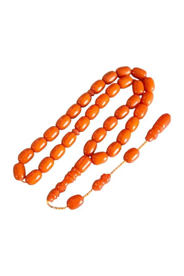 Leblebi Tesbih Turuncu Renkli Sıkma Kehribar Tesbih Lt1307 - Image 1