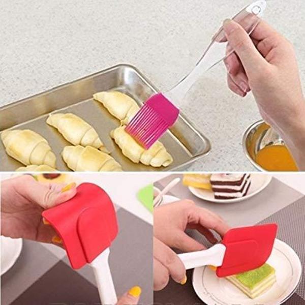 2&#39;li Silikon Pasta - Börek - Poğaça Yağ Fırçası ve Spatula Seti - Image 1