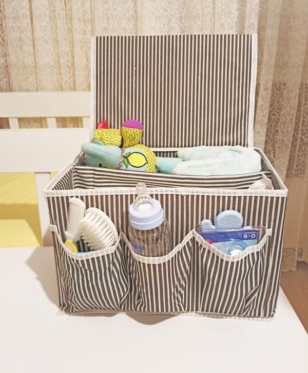Bebek Beşik Başucu Düzenleyici Kapaklı 5 Bölmeli Organizer - Image 1