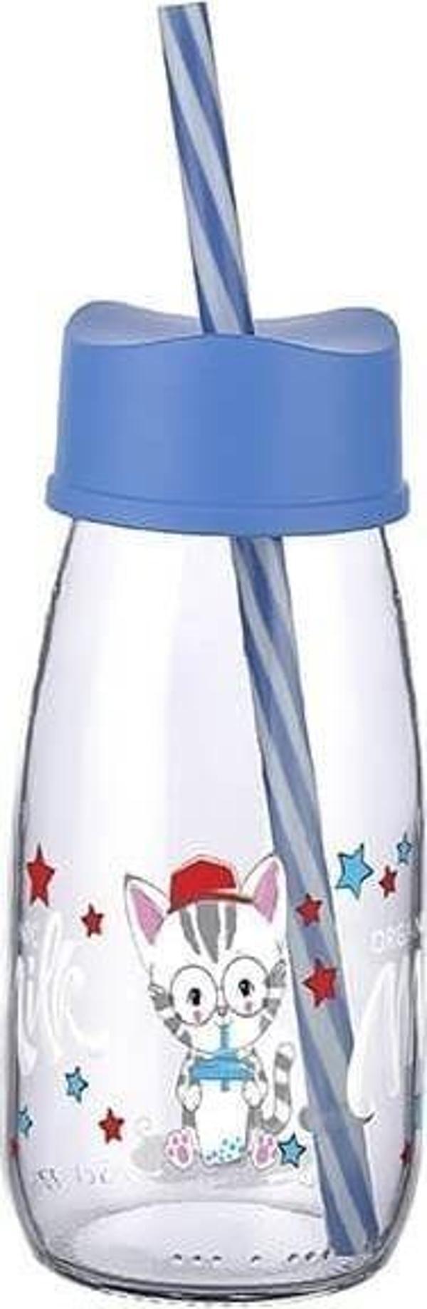 Pipetli Su Ve Süt Şişesi Cam 250 ML - Mavi - Image 1