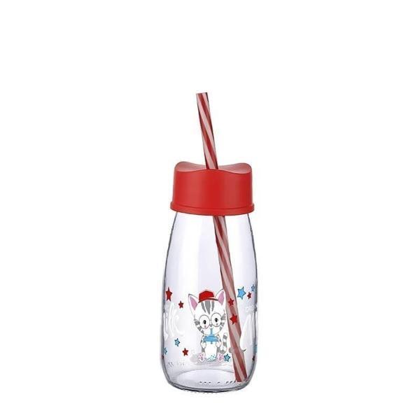 Pipetli Su Ve Süt Şişesi Cam 250 ML - Kırmızı - Image 1