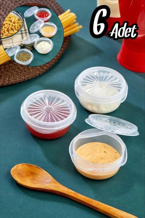 9 lu Yelpaze Kapaklı Şeffaf Mini Sosluk - Ketçap Mayonez Kabı- Kahve Yanı Şeker Lokumluk - Image 1